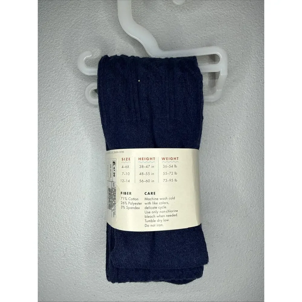 Cat & Jack Girls' Cotton Footed Tights 2 Pack size 4-6X Navy Blue
